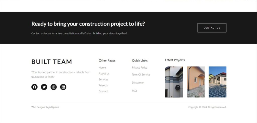 web page design Built Team, website design and development, WordPress, Lejla Bajrami, graphic designer, web designer, grafički dizajner, web dizajner, Bosna i Hercegovina