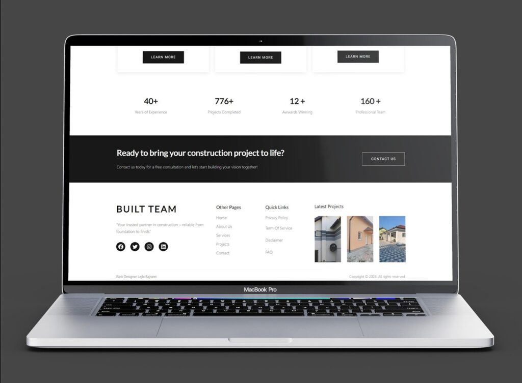 web page design Built Team, website design and development, WordPress, Lejla Bajrami, graphic designer, web designer, grafički dizajner, web dizajner, Bosna i Hercegovina