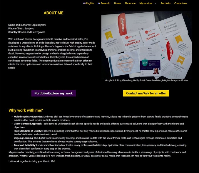 PORTFOLIO WEB PAGE - graphic designer, web designer