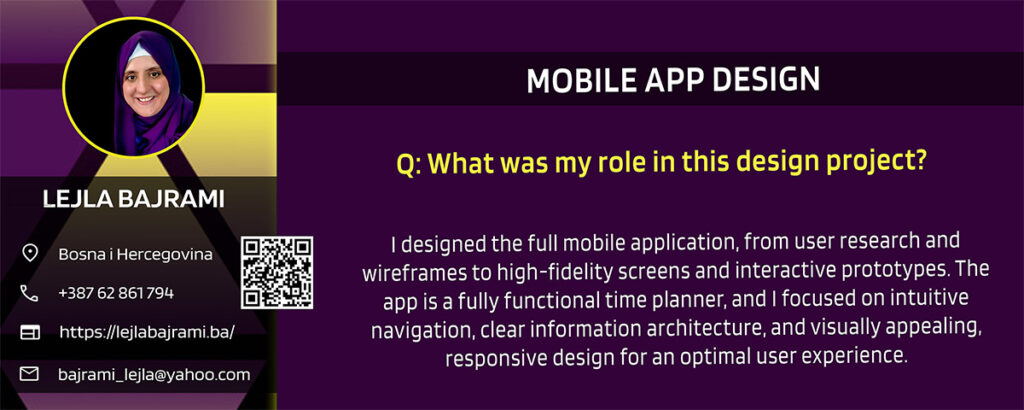 Introduction to my work, Mobile App, Lejla Bajrami